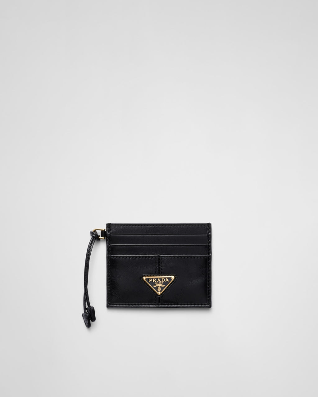 Portacarte Prada in Pelle con Logo Triangolo Smaltato - Nero