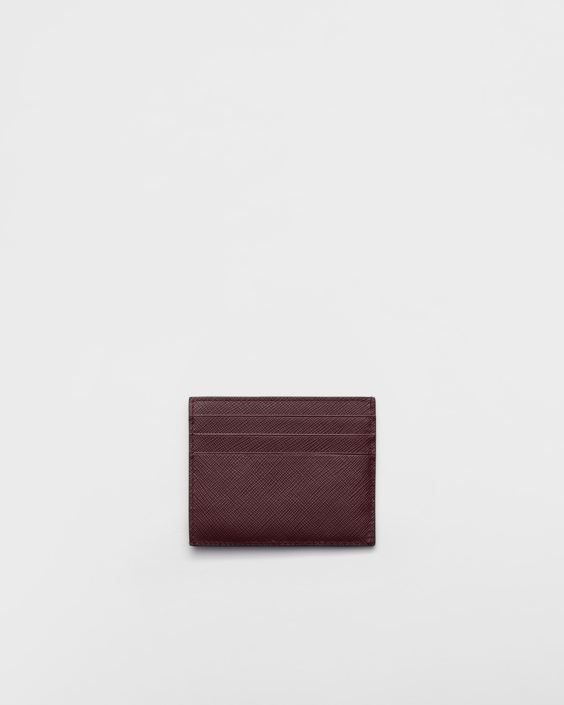 Portacarte Prada in Pelle Saffiano con Logo Triangolo -Bordeaux