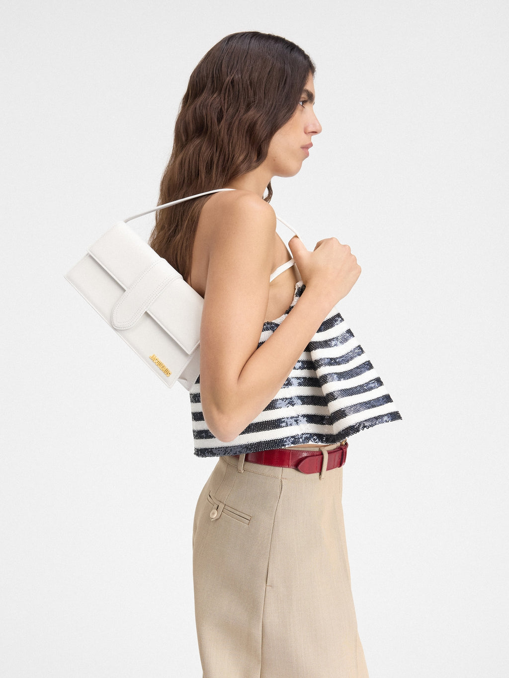 JACQUEMUS - Borsa Le Bambino Long in Pelle Liscia - Bianco