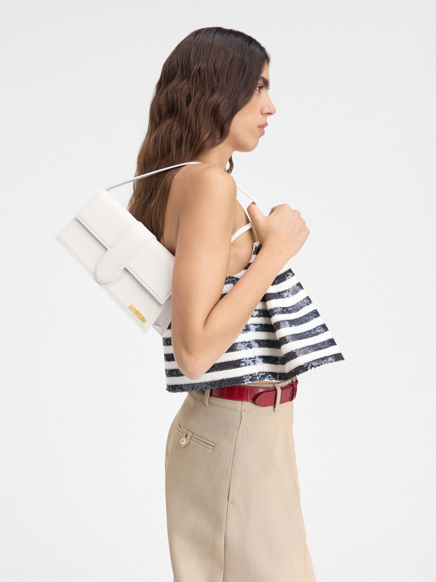JACQUEMUS - Borsa Le Bambino Long in Pelle Liscia - Bianco