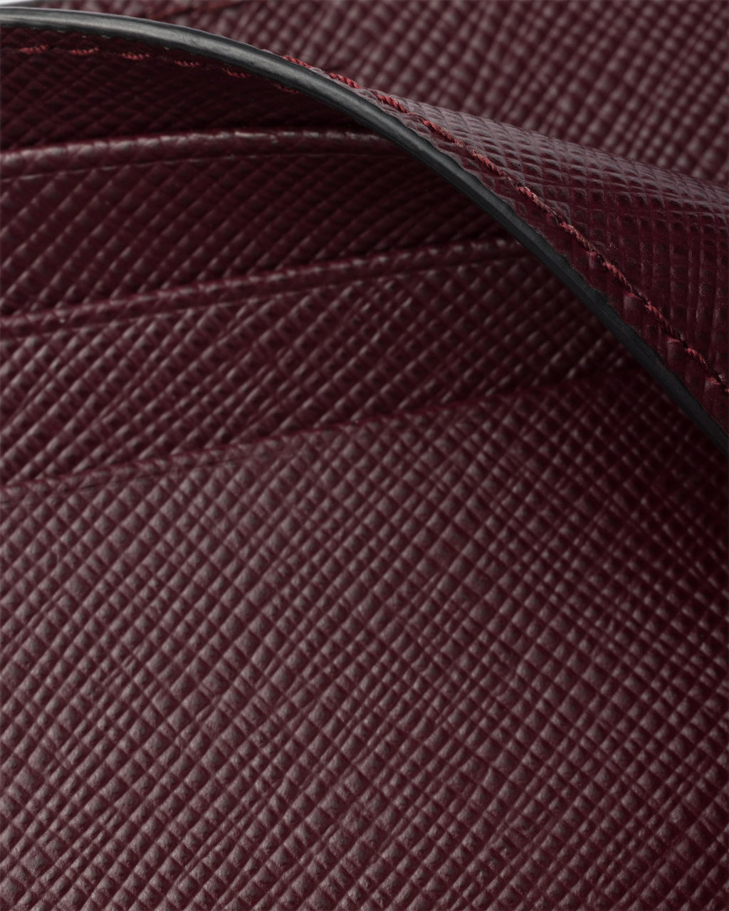 Portacarte Prada in Pelle Saffiano con Logo Triangolo -Bordeaux