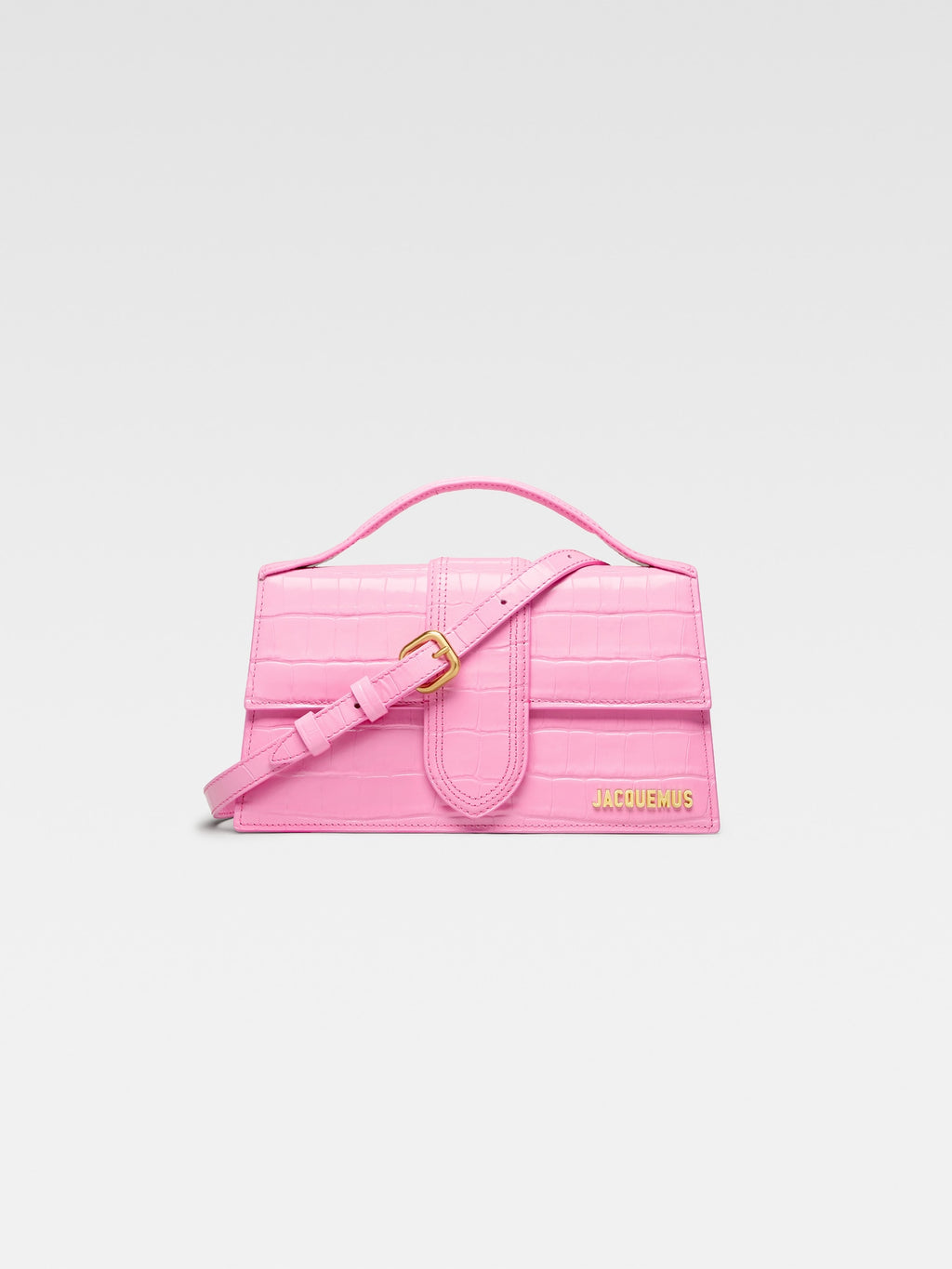 JACQUEMUS - Borsa Le Grand Bambino in Pelle Effetto Croco -Pink