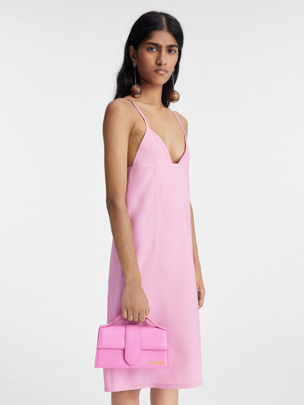 JACQUEMUS - Borsa Le Grand Bambino in Pelle Liscia -Neon Pink