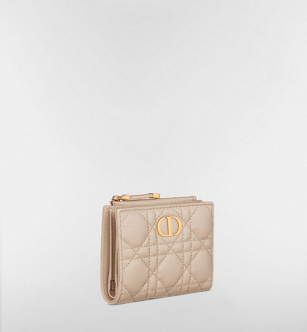 Portafoglio Dahlia Dior Caro in Pelle Cannage Beige Tenue