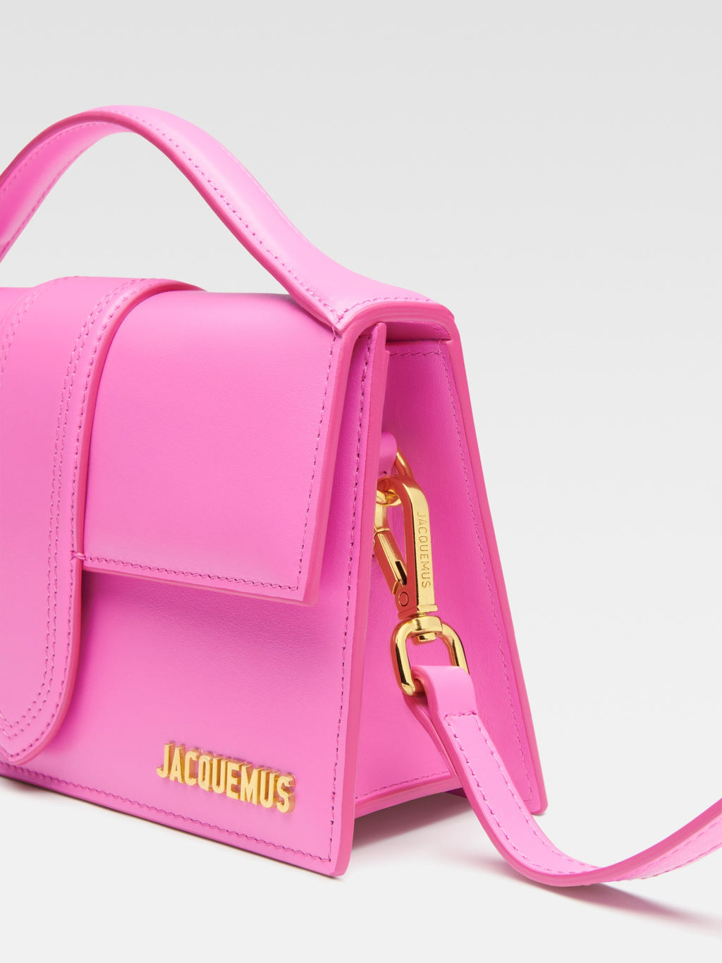JACQUEMUS - Borsa Le Grand Bambino in Pelle Liscia -Neon Pink