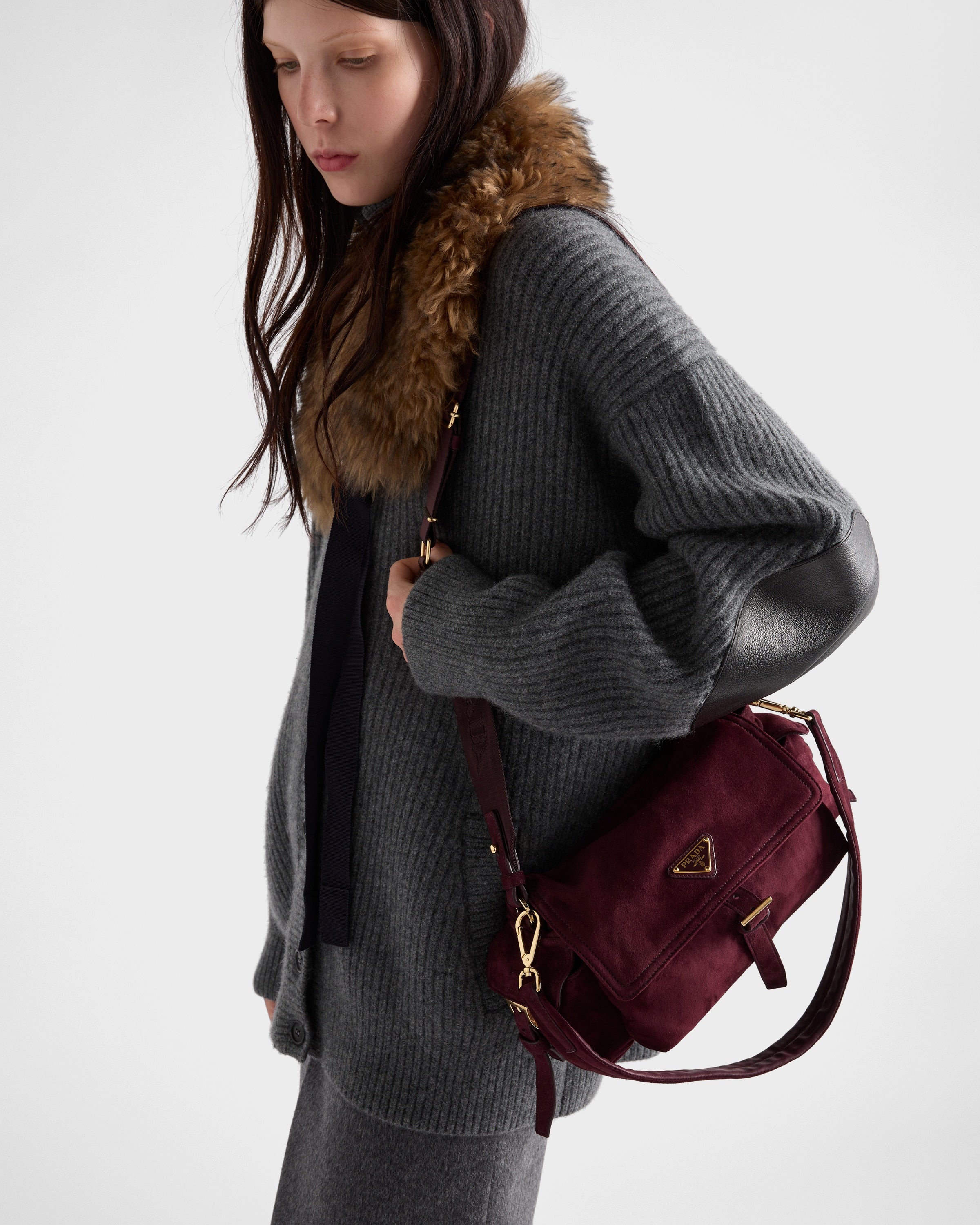 Prada Explore Medium Scamosciata Bordeaux