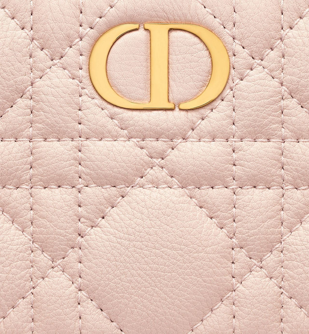Portafoglio Dahlia Dior Caro in Pelle Cannage Rosa
