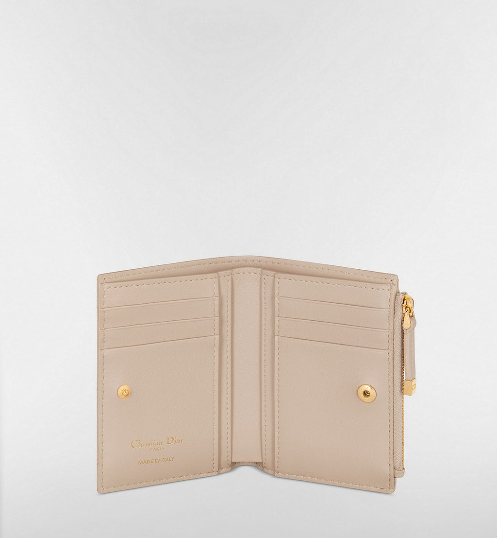 Portafoglio Dahlia Dior Caro in Pelle Cannage Beige Tenue