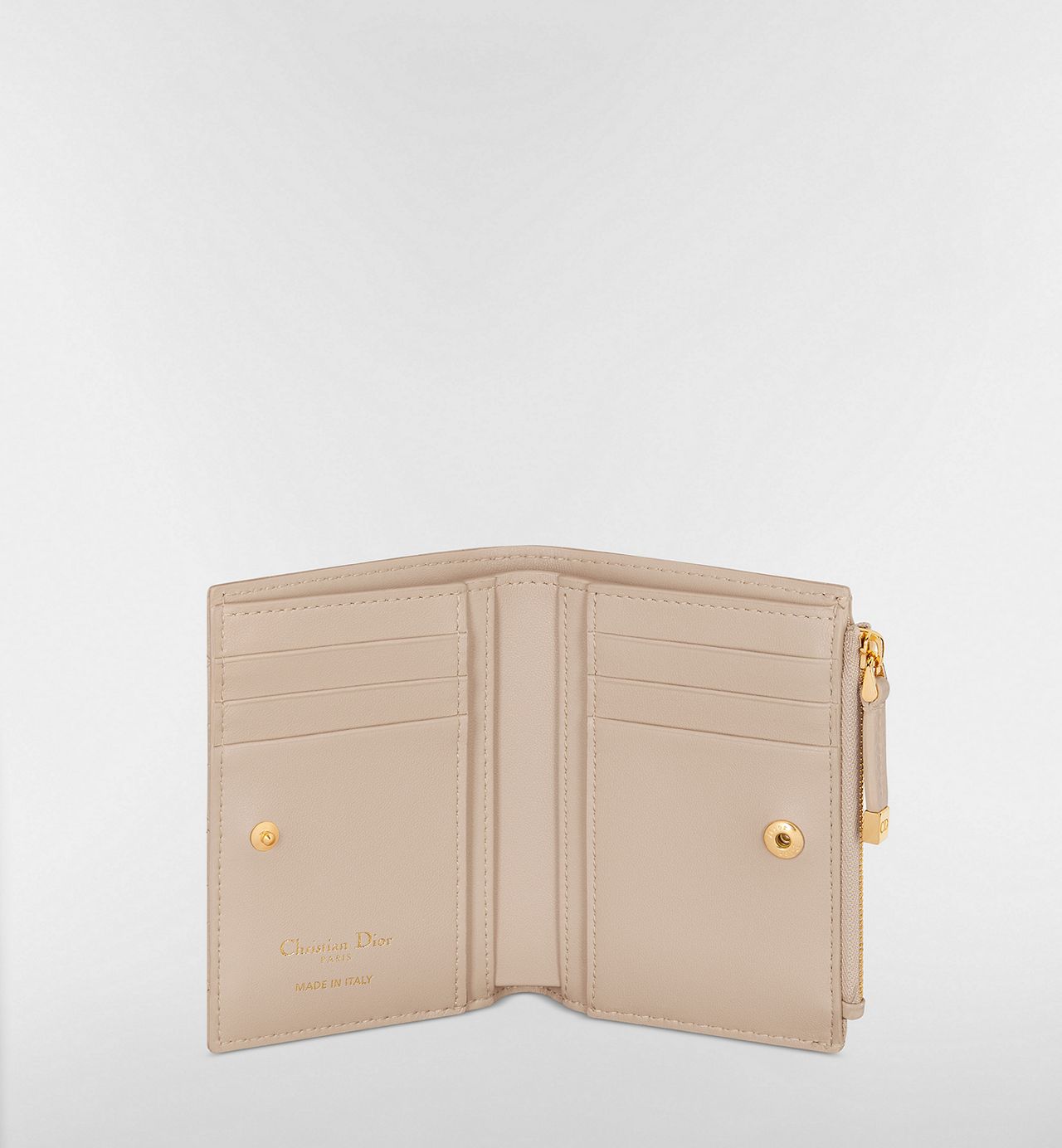 Portafoglio Dahlia Dior Caro in Pelle Cannage Beige Tenue