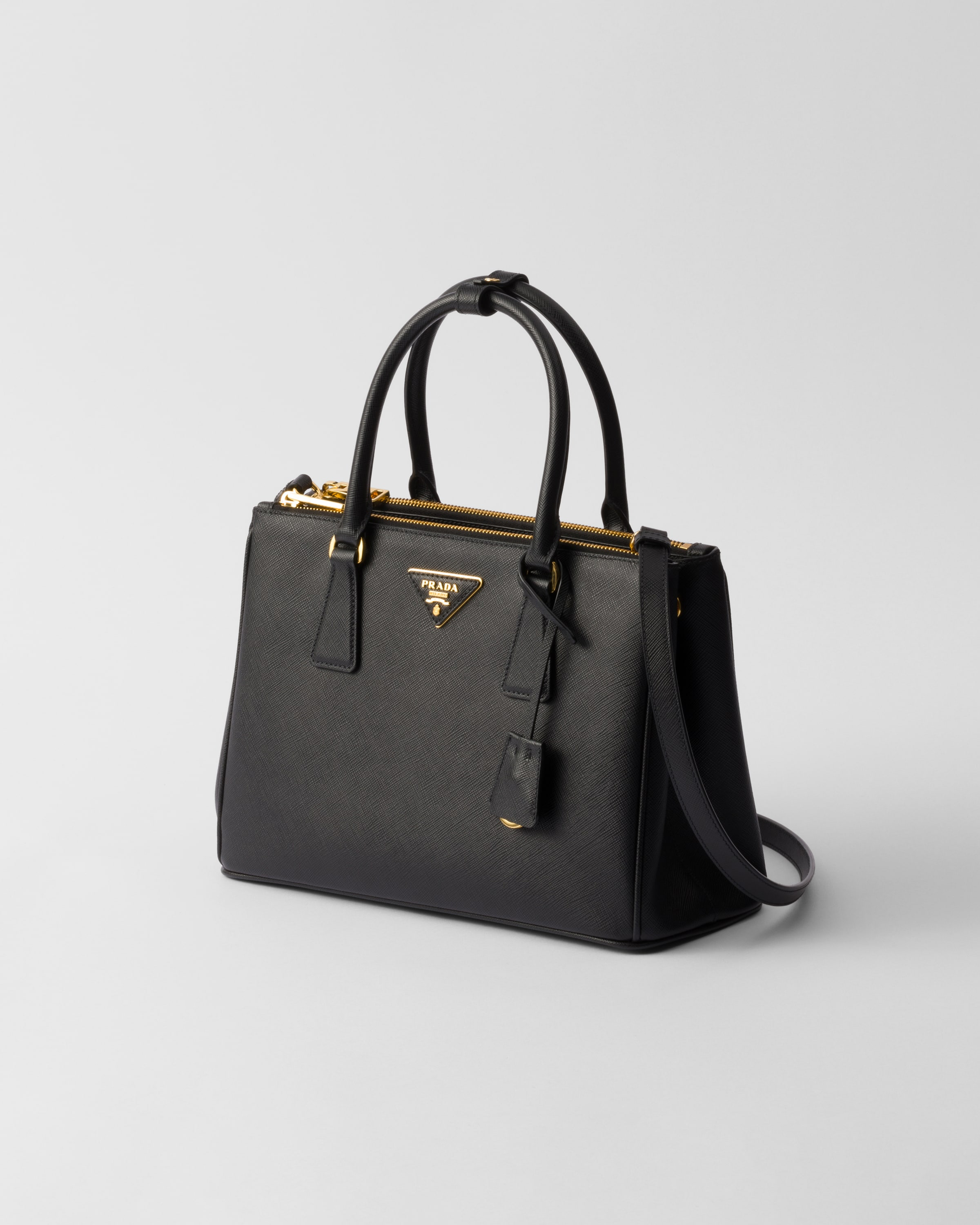 Prada Galleria Medium Borsa in Saffiano Nera — Hardware Oro