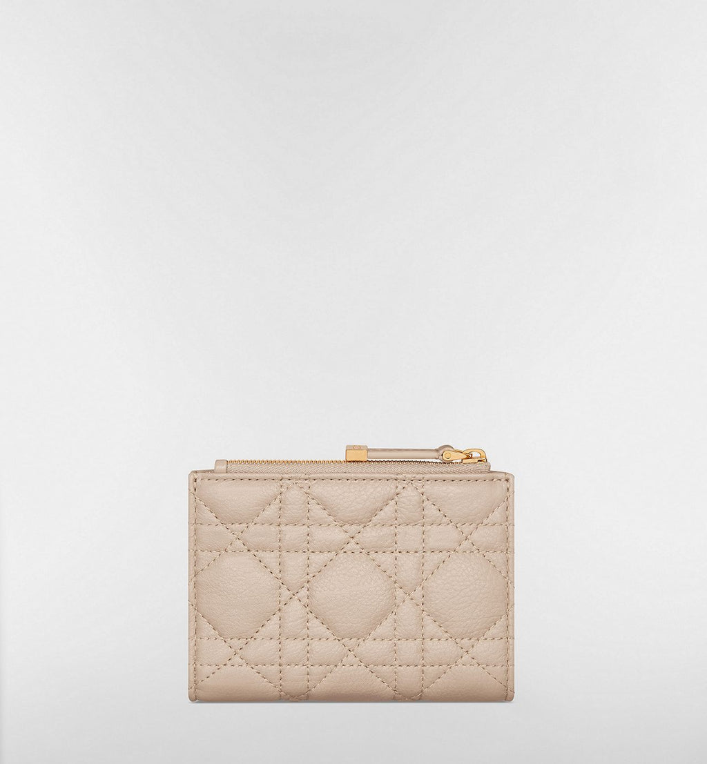 Portafoglio Dahlia Dior Caro in Pelle Cannage Beige Tenue