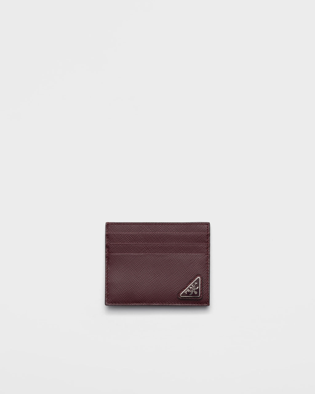Portacarte Prada in Pelle Saffiano con Logo Triangolo -Bordeaux
