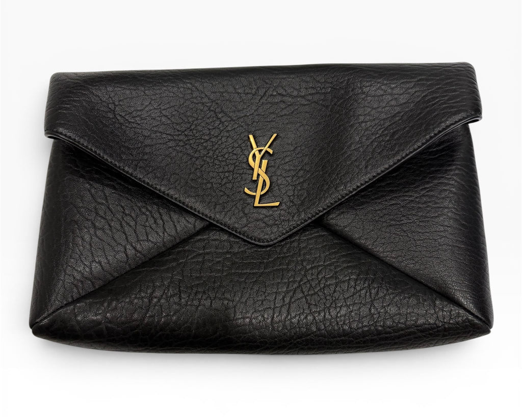 Pochette Saint Laurent Envelope Large Cassandre — Pelle di Agnello Nera