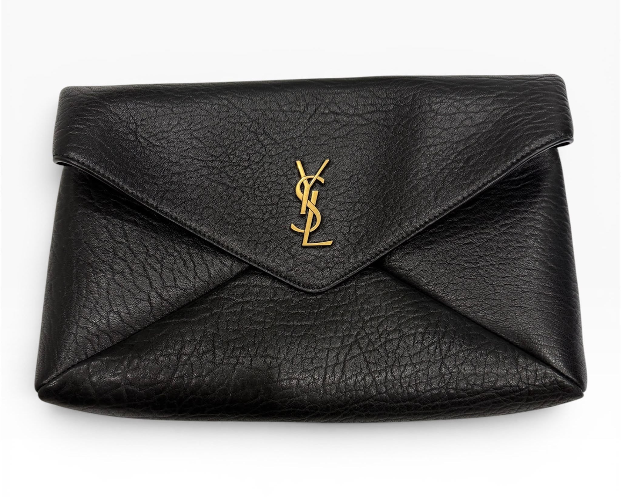 Pochette Saint Laurent Envelope Large Cassandre — Pelle di Agnello Nera