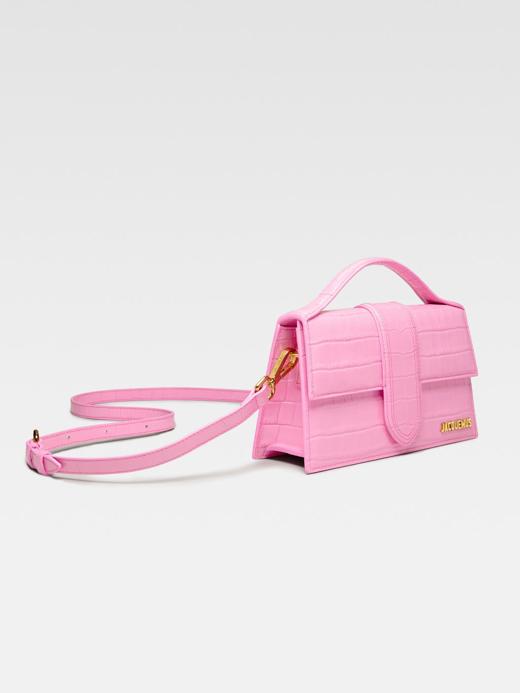 JACQUEMUS - Borsa Le Grand Bambino in Pelle Effetto Croco -Pink