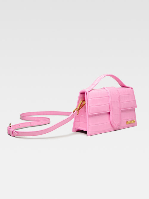 JACQUEMUS - Borsa Le Grand Bambino in Pelle Effetto Croco -Pink