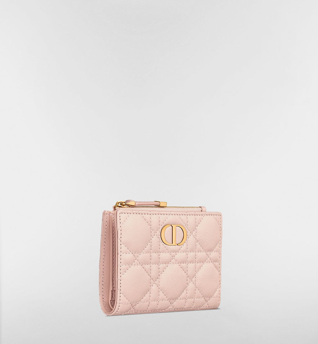 Portafoglio Dahlia Dior Caro in Pelle Cannage Rosa