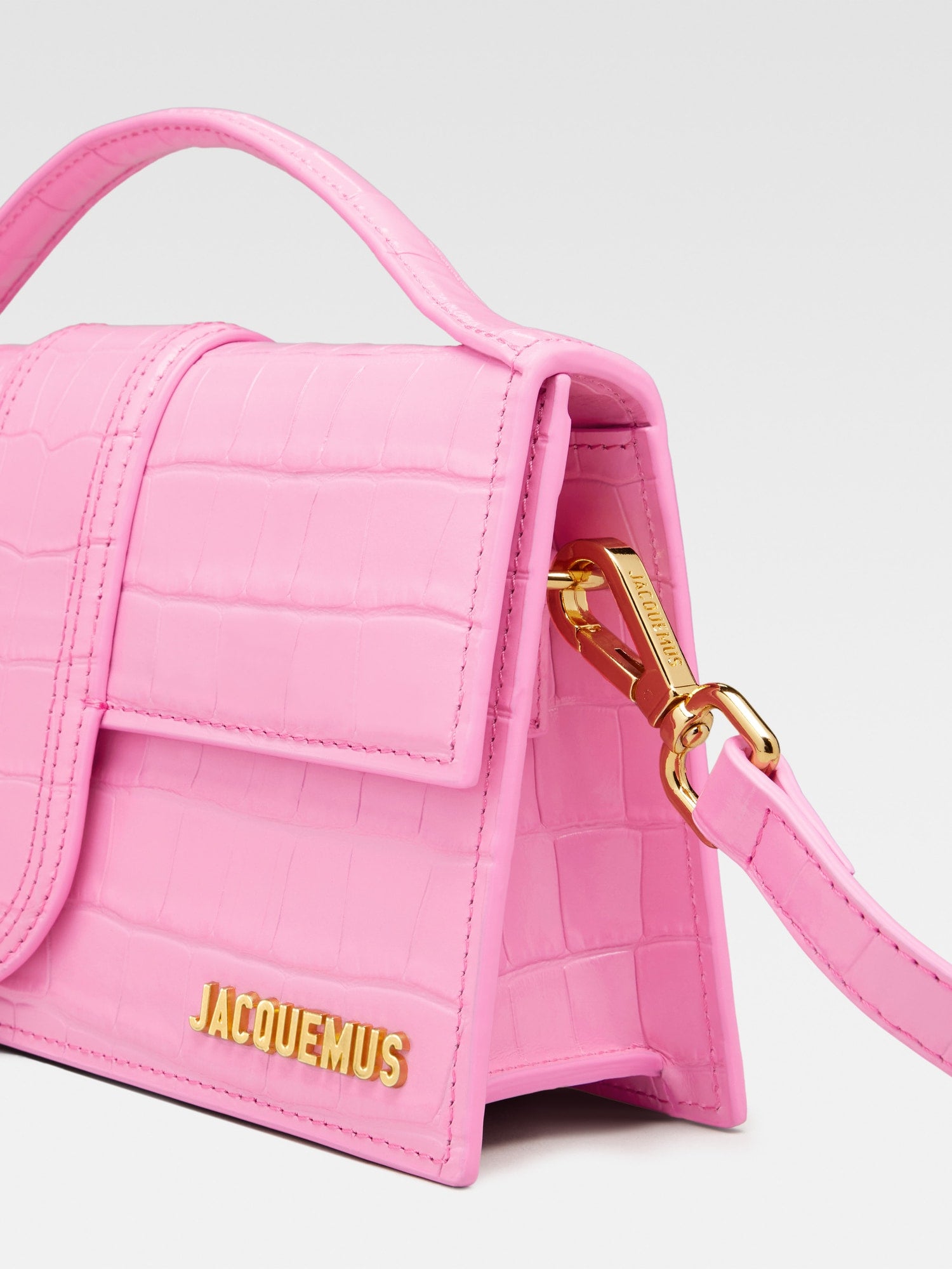 JACQUEMUS - Borsa Le Grand Bambino in Pelle Effetto Croco -Pink