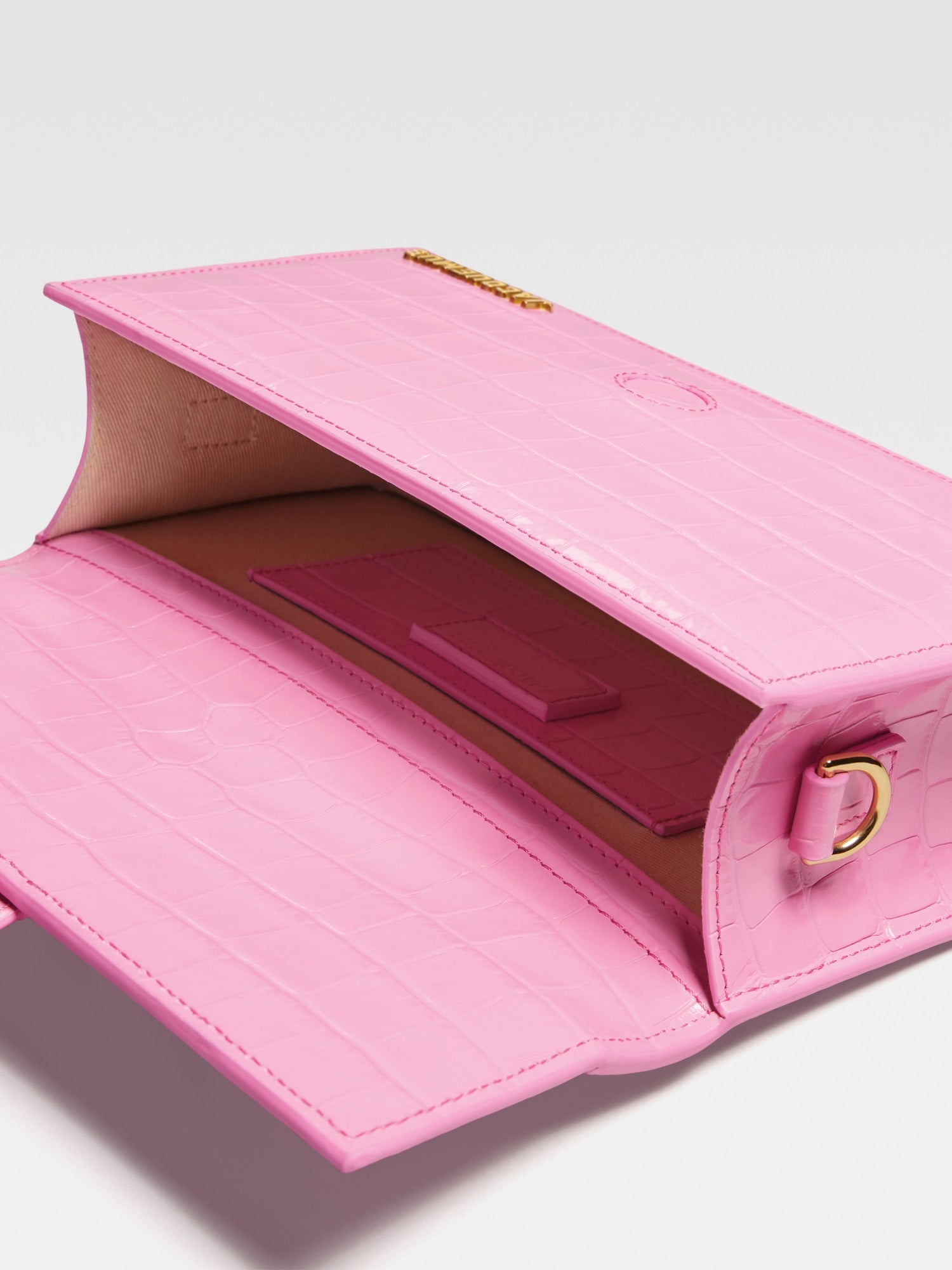 JACQUEMUS - Borsa Le Grand Bambino in Pelle Effetto Croco -Pink