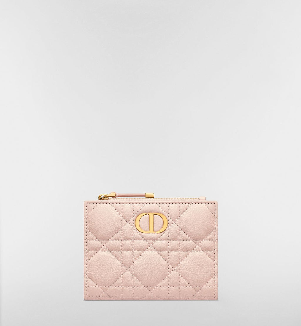 Portafoglio Dahlia Dior Caro in Pelle Cannage Rosa