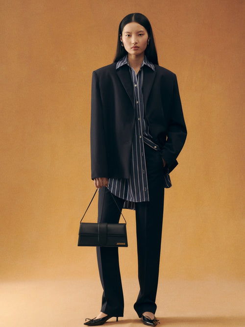 JACQUEMUS - Borsa Le Bambino Long in Pelle Liscia - Nera