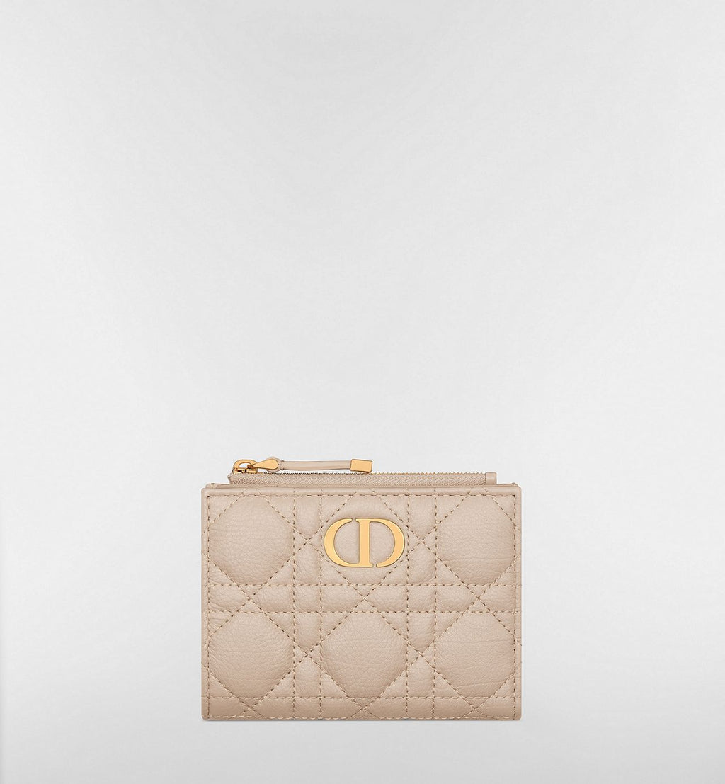 Portafoglio Dahlia Dior Caro in Pelle Cannage Beige Tenue