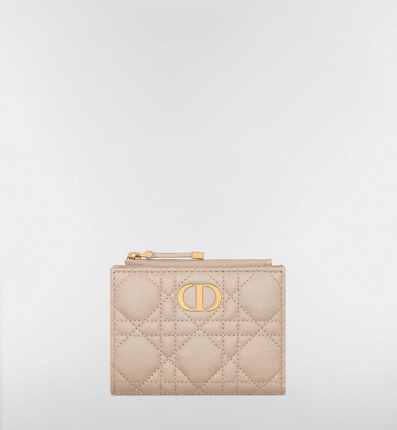 Portafoglio Dahlia Dior Caro in Pelle Cannage Beige Tenue