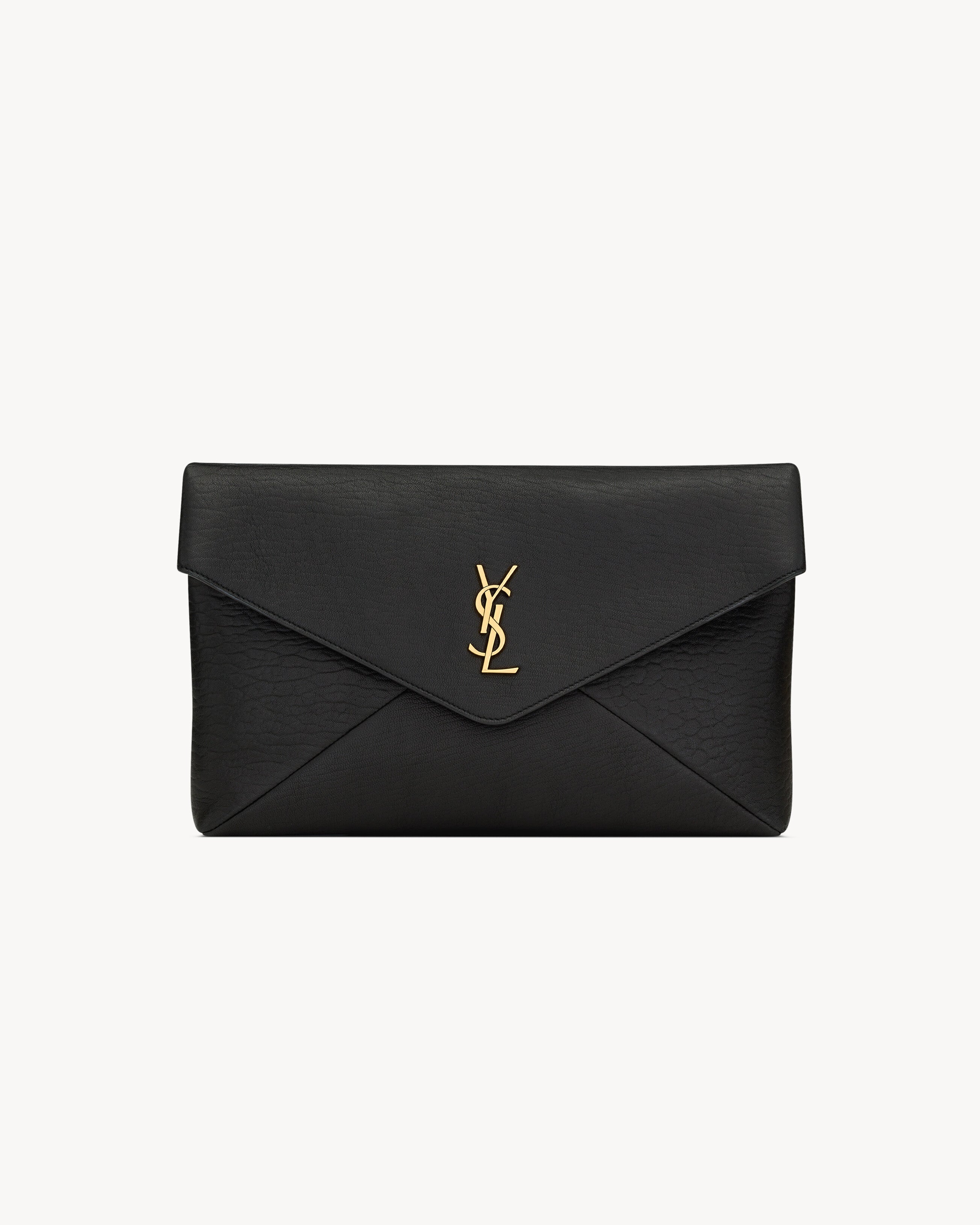 Pochette Saint Laurent Envelope Large Cassandre — Pelle di Agnello Nera