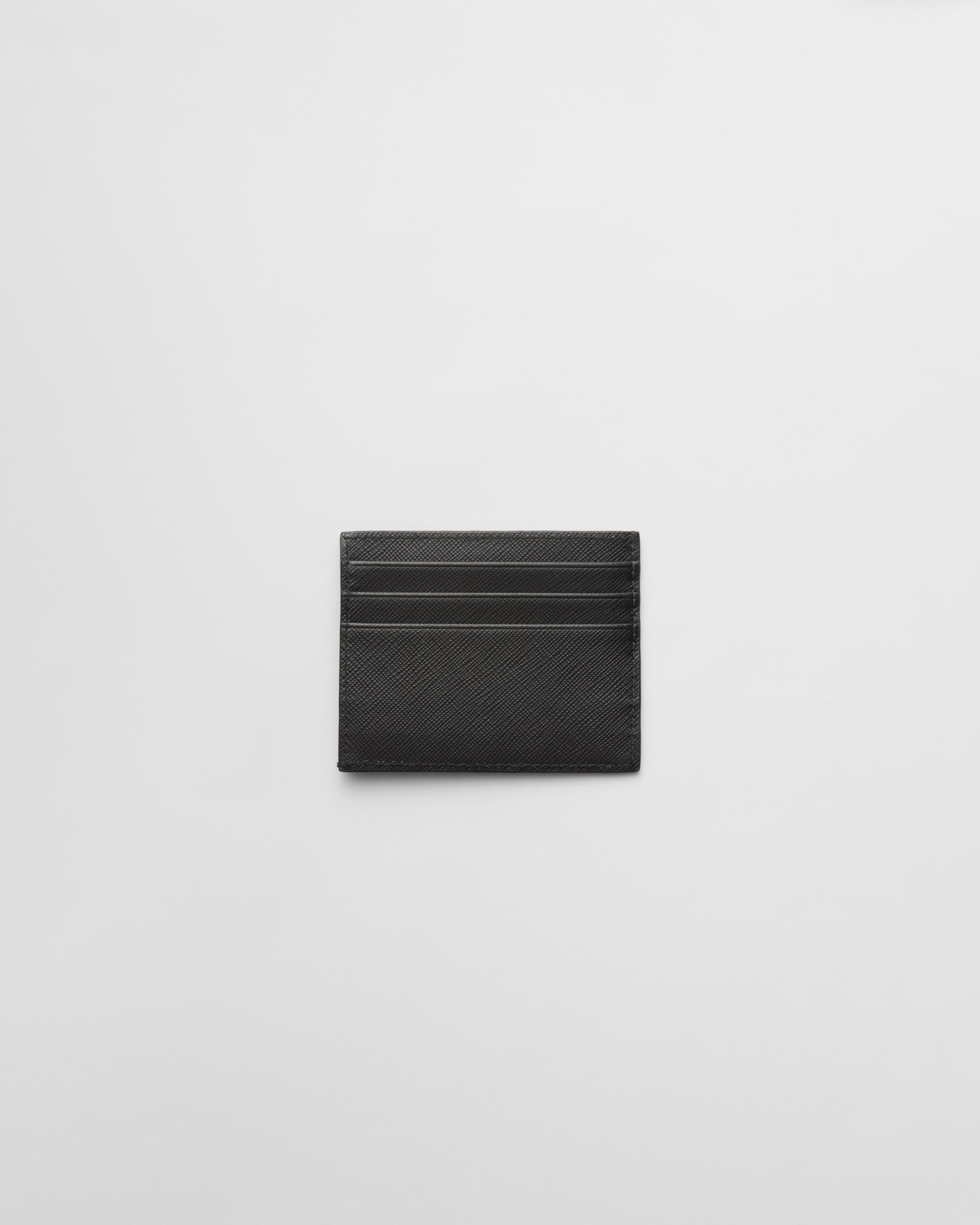 Portacarte Prada in Pelle Saffiano con Logo Triangolo Asimmetrico - Nero