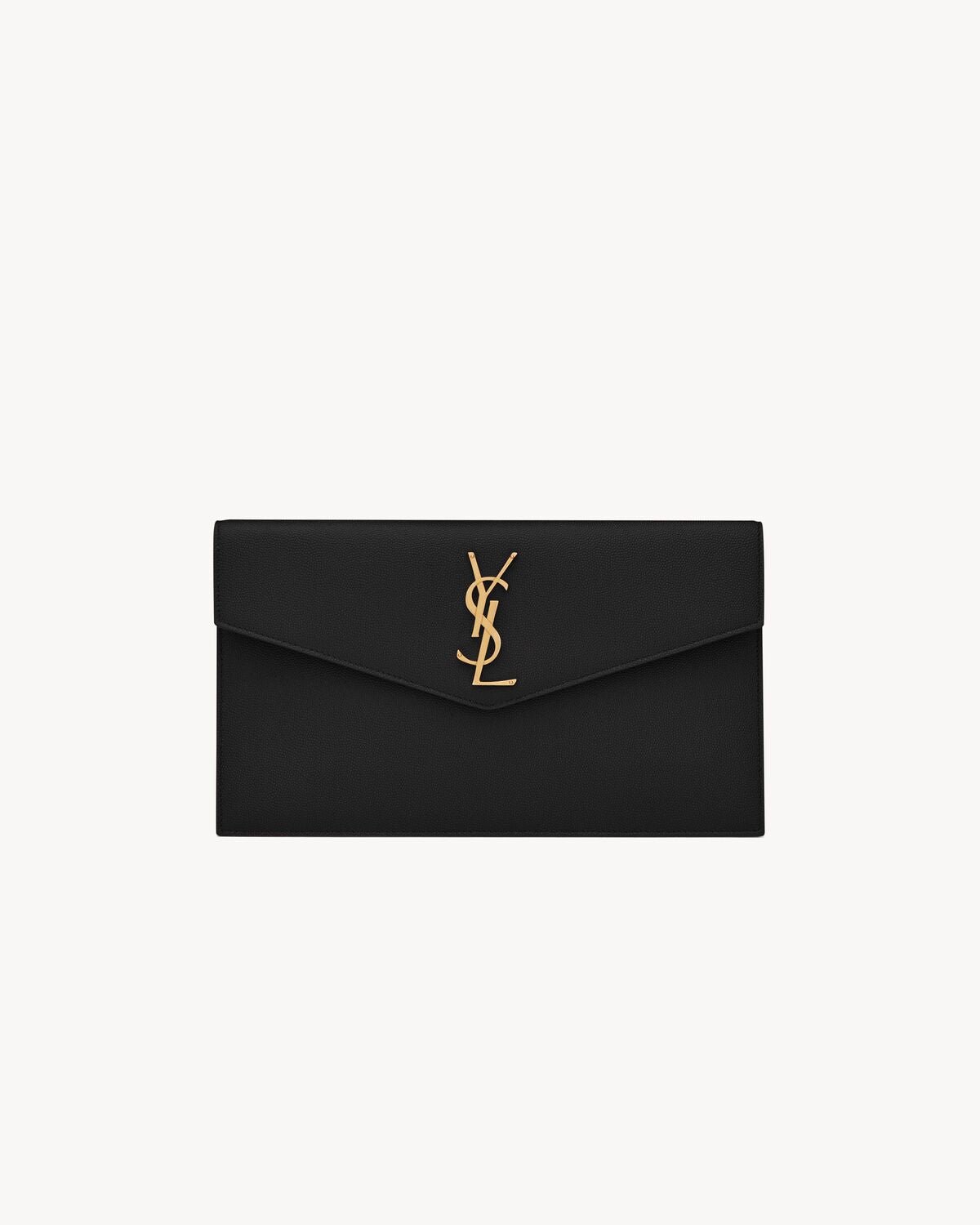 Pochette YSL Uptown — Pelle Grain de Poudre Nera e Oro